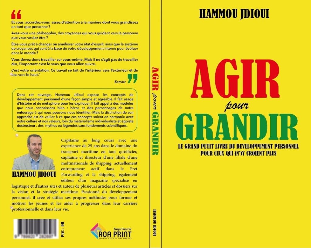 غلاف كتاب AGIR pour GRANDIR للربان حمو جديوي عن التنمية الذاتية الحقيقية